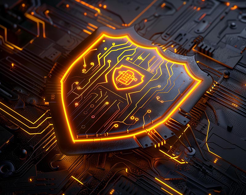 Ein oranges Schloss symbolisiert IT-Sicherheit